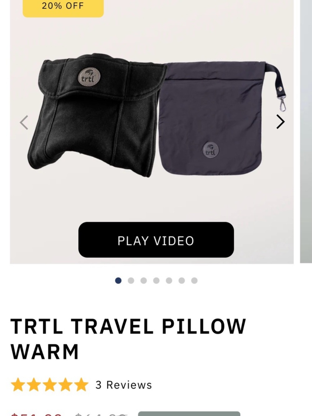 TRTL Travel Pillow Warm - Black